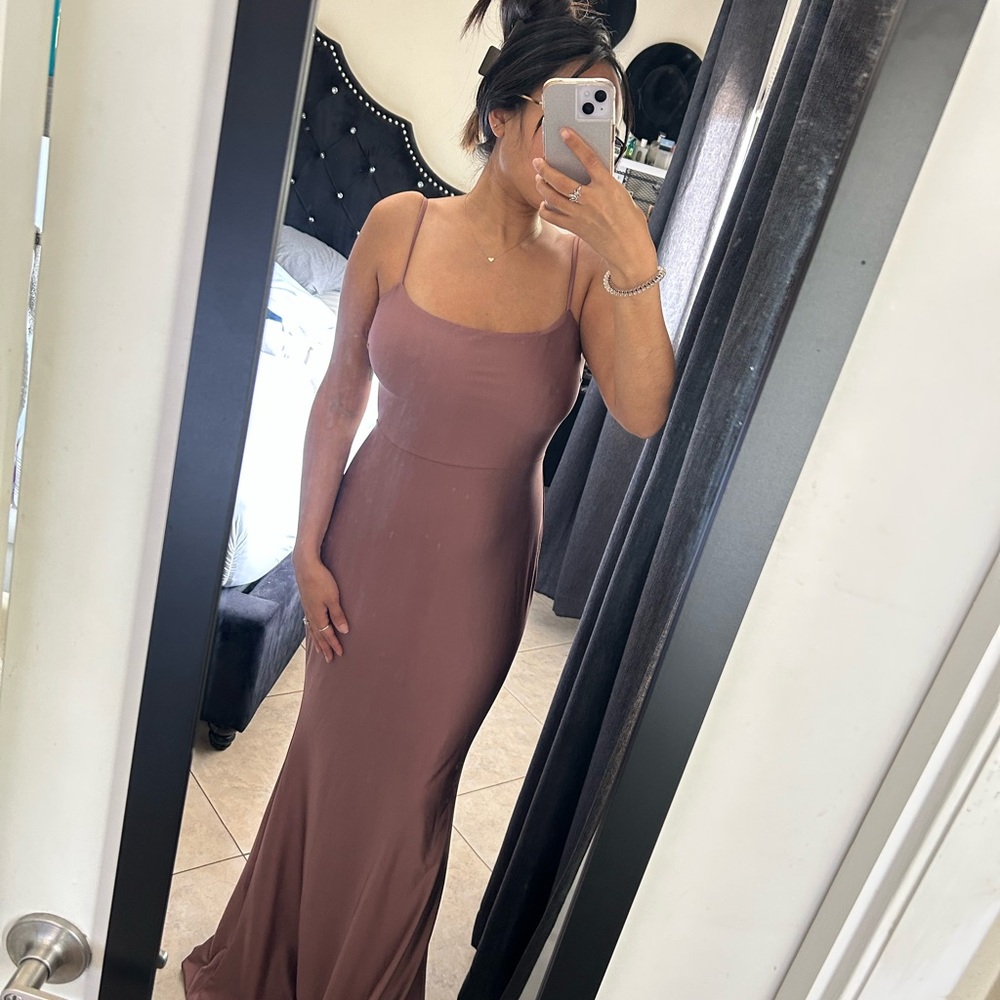 Elegant Mauve Spaghetti Strap Dress